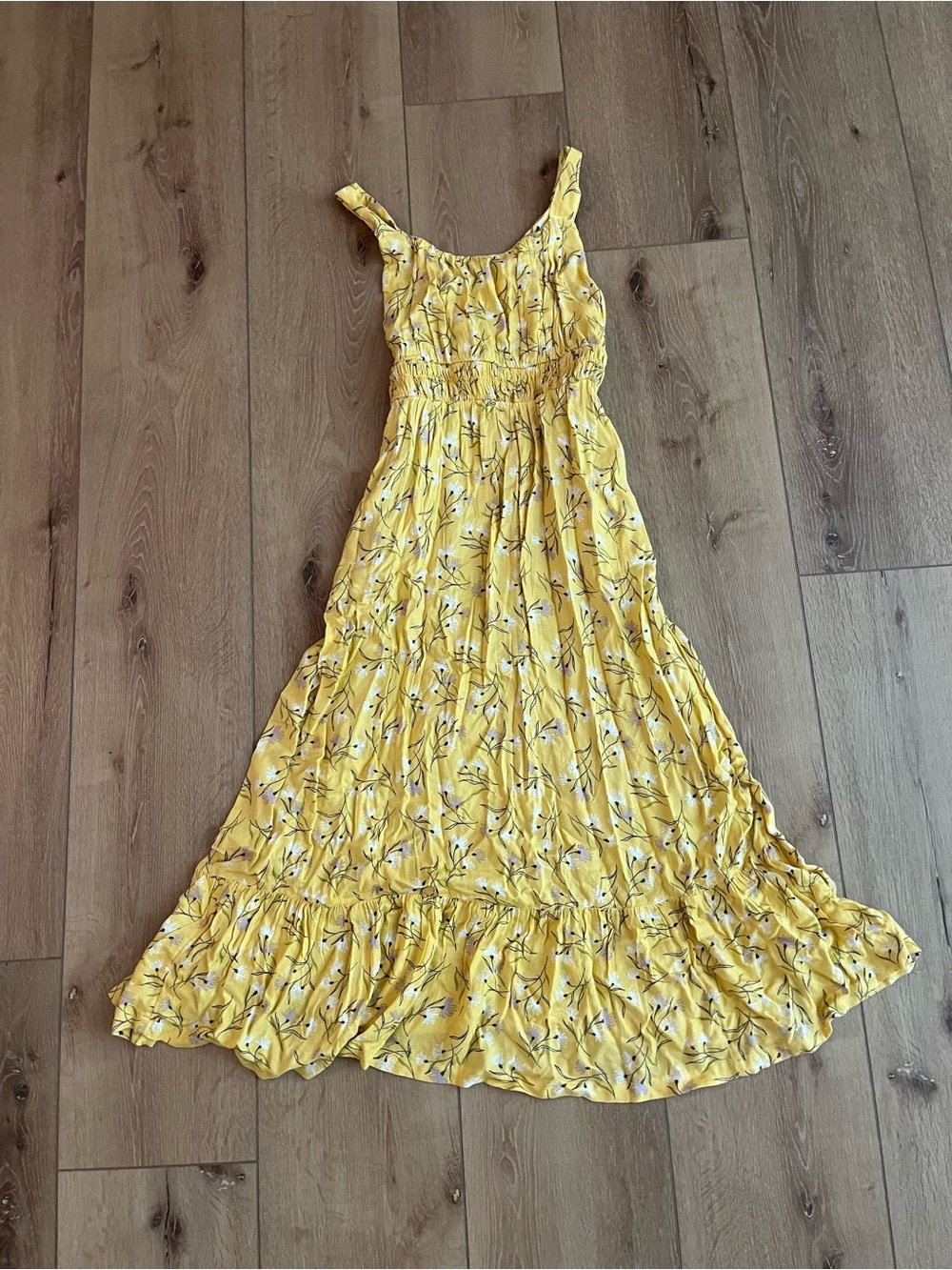 dip Yellow Floral Maxi Dress with Ruffle Hem